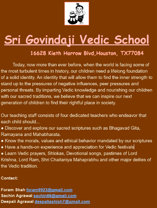 SGGM Vedic School 2023/2024 Registration